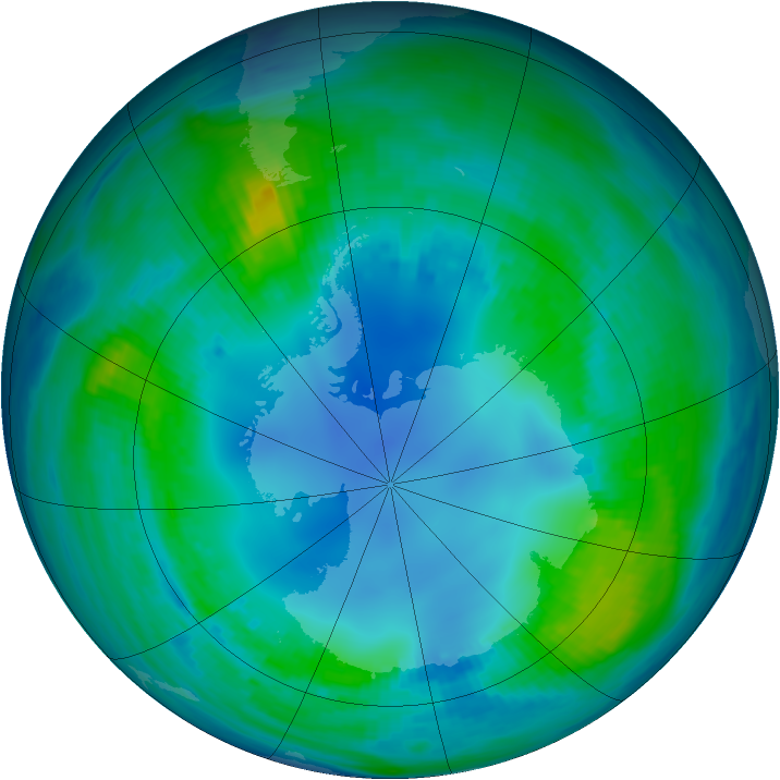 Antarctic ozone map for 05 May 1985